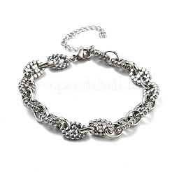 304ステンレススチール製オーバルリンクチェーンブレスレット（男性用・女性用）  ステンレス鋼色  7-5/8インチ（19.5cm）&nbsp;BJEW-D042-47P