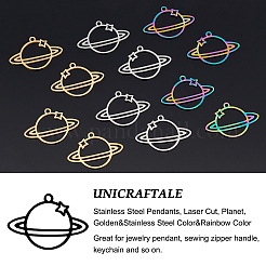 12個3色201ステンレスペンダント  レーザー切断  惑星  ミックスカラー  17x25x1mm  穴：1.5mm  4個/カラー&nbsp;STAS-UN0033-91