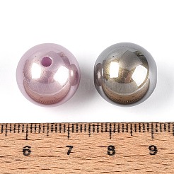 電気メッキABSプラスチック模造真珠ラウンドビーズ  ミックスカラー  15~15.5mm  穴：2~2.5mm&nbsp;SACR-T017-74M
