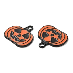 ハロウィンアロイエナメルペンダント  長持ちメッキ  カドミウムフリー＆ニッケルフリー＆鉛フリー  電気泳動黒  カボチャ  19x20x1.4mm  穴：2mm&nbsp;ENAM-K069-07B-EB
