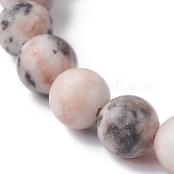 Natural Pink Zebra Jasper Round Beaded Stretch Bracelets&nbsp;BJEW-JB09832