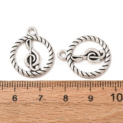 合金のチベット風チャーム  音符のチャームが付いた丸い形  アンティークシルバー  21.5x18x2mm  穴：2mm  714個/ 1000g&nbsp;AL-CBA5212-17AS