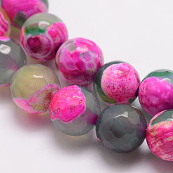Natural Fire Crackle Agate Bead Strands&nbsp;X-G-K166-06F-8mm-12