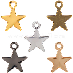 150本5色チベット風アロイペンダント  スターのチャーム  ミックスカラー  15x12x1.5mm  穴：1.8mm  30個/カラー&nbsp;FIND-SC0016-24