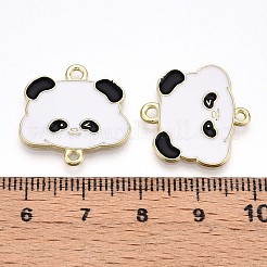 合金エナメルコネクタチャーム  鉛フリー＆カドミウムフリー  パンダ  ゴールドカラー  ホワイト  20x20x1mm  穴：1.6~1.8mm&nbsp;ENAM-T022-04