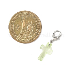 透明アクリルクロスペンダント装飾  亜鉛合金カニカン付き  プラチナ  29mm&nbsp;HJEW-JM04493-02