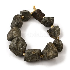 天然黄鉄鉱の原石ビーズ連売り  ナゲット  シードビーズで  14~28x15~25x10~27mm  穴：1.2~1.4mm  約9~10個/連  7.76''~8.07''（19.7~20.5センチメートル）&nbsp;G-Z087-B17