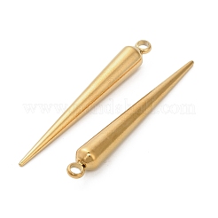 304ステンレスペンダントイオンプレーティング(IP)  コーンチャーム  ニッケルフリー  18KGP本金メッキ  45x6mm  穴：2.5mm&nbsp;STAS-F327-01G