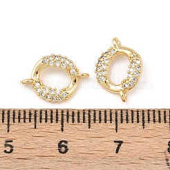 Brass Micro Pave Clear Cubic Zirconia Ring Links&nbsp;KK-G544-28G