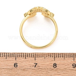 女性用真鍮マイクロパヴェキュービックジルコニア指輪  雲と虹  エナメル  ゴールドカラー  13x16mm  usサイズ7 1/4(17.5mm)&nbsp;RJEW-K261-14G
