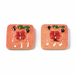 不透明なエポキシ樹脂カボション  模造食品  パン  サンゴ  21x21x11mm&nbsp;LS-CRES-S358-68