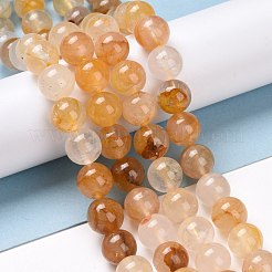 Natural Yellow Hematoid Quartz/Golden Healer Quartz Beads Strands&nbsp;G-E571-05B