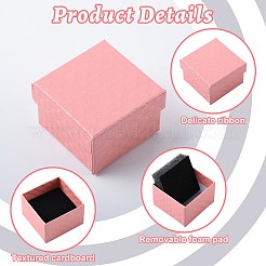 8色の正方形の厚紙リングボックス4個  内部のスポンジ  ミックスカラー  2x2x1-3/8インチ（5x5x3.5cm）  2個/カラー&nbsp;CBOX-FS0001-08