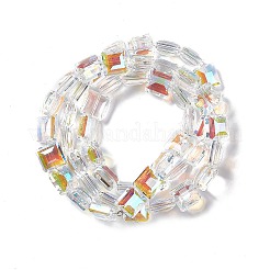 透明電気メッキガラスビーズ連売り  半分メッキ  正方形  13x13x7mm  穴：1.2mm  約50個/連  25.98''（66センチメートル）&nbsp;EGLA-E030-01K