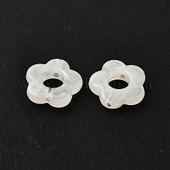 透明なアクリルビーズ  花  ツートン  ホワイト  14x14.5x4mm  穴：1.6mm&nbsp;X-MACR-K359-48B