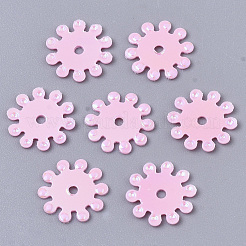 装飾アクセサリー  ポリ塩化ビニールのプラスチック製のスパンコール/スパンコールビーズ  ABカラー  花  ピンク  8.5x0.5mm  穴：1mm  約2000個/50g&nbsp;X-PVC-R022-022B