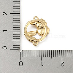 真鍮製コネクタチャーム  花と葉のリング  ライトゴールド  15.5x13x3mm  穴：1mm&nbsp;KK-G478-03B-KCG