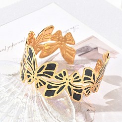 304 Stainless Steel Enamel Cuff Bangles for Women&nbsp;SA-CBAFD7D-01G
