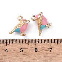 合金エナメルチャーム  カドミウムフリー＆鉛フリー  ゴールドカラー  ロビン鳥チャーム  ピンク  14x17x6mm  穴：1.6mm&nbsp;ENAM-R149-08A-G