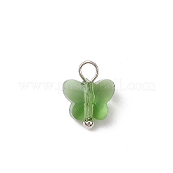 7Pcs Glass Butterfly Charms&nbsp;PALLOY-JF03227-02