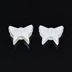 ABSプラスチックパール調ビーズ  蝶  乳白色  8x10x3mm  穴：1.5mm  約148個/20g&nbsp;X1-OACR-N008-113
