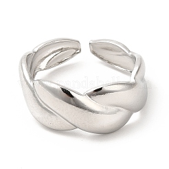 Non-Tarnish 304 Stainless Steel Twist Rope Shape Open Cuff Ring for Women&nbsp;RJEW-E063-06P