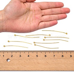 真鍮のボールヘッドピン  DIYのビーズチャーム作りに  カドミウムフリー＆鉛フリー  ゴールドカラー  30x0.5mm  24ゲージ  ヘッド：2mm&nbsp;X-KK-R020-07G