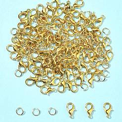亜鉛合金カニカン  304ステンレススチールオープン丸カン付き  ゴールドカラー  10x6mm  穴：1mm  80pc&nbsp;FIND-FS0002-40G
