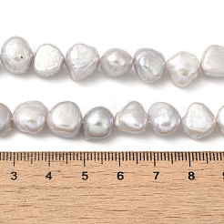 染色天然淡水パールビーズ連売り  研磨両側  ライトグレー  10~11mm  穴：0.5mm  約19個/連  6.89''（17.5センチメートル）&nbsp;PEAR-A006-11E