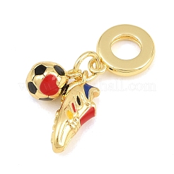 スポーツ真鍮エナメルヨーロピアンダングルチャーム  サッカーシューズとサッカーボール  18KGP本金メッキ  26mm  穴：4.5mm&nbsp;KK-CBA9AB3-11G
