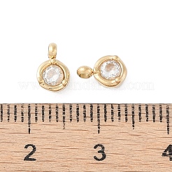 304ステンレスペンダント  ラインストーン付き  14KGP本金メッキ  フラットラウンド  クリスタル  7x5x3mm  穴：1.4mm&nbsp;STAS-L022-425G-01