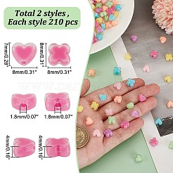 アクリルビーズ  二層ビーズ  クローバー/ハート  ミックスカラー  7~8x8x4mm  穴：1.8mm  420個/セット&nbsp;TACR-AR0001-27