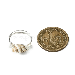 Natural Sea Shell Finger Rings&nbsp;RJEW-TA00173