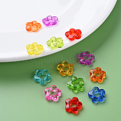 透明なアクリルビーズフレーム  花  ミックスカラー  13x13x4mm  穴：2.5mm  インナー対策：5mm&nbsp;X-MACR-S373-55B
