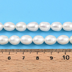 天然養殖淡水パールビーズ連売り  ライス  乳白色  7~9x6~7mm  穴：0.5mm  約22~23個/連  7.09~7.28''（18~18.5センチメートル）&nbsp;PEAR-N012-07X-01
