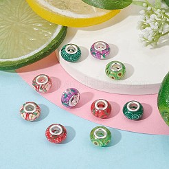 10Pcs 5 Colors Transparent Resin European Rondelle Beads&nbsp;RPDL-YW0001-07A