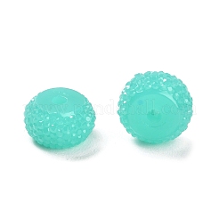 オペーク樹脂ビーズ  テクスチャーロンデル  ターコイズ  12x7mm  穴：2.5mm&nbsp;RESI-B020-07M