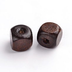 染色天然木ビーズ  キューブ  子供の日のネックレス作りのための素晴らしい  無鉛の  ココナッツブラウン  10mm  穴：3.5mm  約2200個/1000g&nbsp;WOOD-S617-1-LF