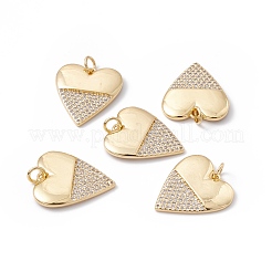 Rack Plating Brass Micro Pave Clear Cubic Zirconia Pendants&nbsp;ZIRC-C040-18G