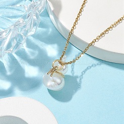 304 Stainless Steel and Acrylic Imitation Shell Pendant Necklaces&nbsp;NJEW-JN04706