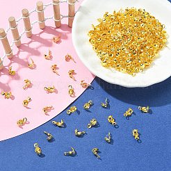 鉄のボールチープ  カロット終了  クラムシェルノットカバー  カドミウムフリー＆鉛フリー  ゴールドカラー  8x4mm  穴：1.5mm  内径：3mm&nbsp;IFIN-YW0001-50G