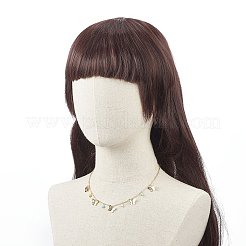 真鍮の蝶とガラスビーズのチャームネックレス、304ステンレススチールチェーン付き、女性用  ゴールドカラー  15.94インチ（40.5cm）&nbsp;NJEW-TA00042