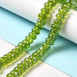 透明ガラスビーズ連売り  ロンデル  オリーブドラブ  9~10x4.5~5mm  穴：2.5~3mm  約68~71個/連  14.17~16.14インチ（36~41cm）&nbsp;LAMP-G156-20N