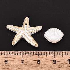 海洋ABSプラスチック模造真珠ビーズ  ゴールドライン入り  半分メッキ  混合図形  ホワイト  13~20x9~23x3~7mm  穴：1.4~1.8mm  約833個/500g&nbsp;OACR-T029-79A