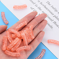クリアクラックアクリルビーズ  カーブチューブ  ライトサーモン  32x8x10mm  穴：1.6mm  約330個/500g&nbsp;CACR-S009-001A-N52