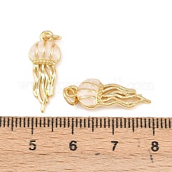 真鍮製エナメルペンダント  クラゲチャーム  丸カン付き  18KGP本金メッキ  21x8x2.7mm  穴：3.4mm&nbsp;X-KK-Z140-13G