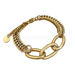 Hip-hop 304 Stainless Steel Cuban Link & 201 Stainless Steel Cable Chain Bracelets for Women&nbsp;FS-WG3DCDD-01