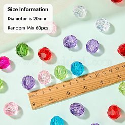 透明アクリルビーズ230g  双円錐形  ファセット(32ファセット)  ミックスカラー  20mm&nbsp;OACR-SZ0001-80