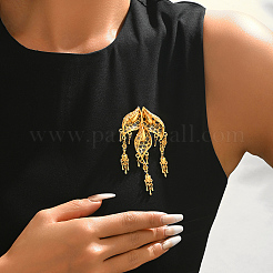 Alloy Leaf Brooch Pin with Tassel for Women&nbsp;MA1397