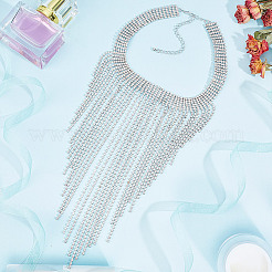 1Pc Iron Rhinestone Tennis Chains Bib Necklace&nbsp;NJEW-FG0001-11B